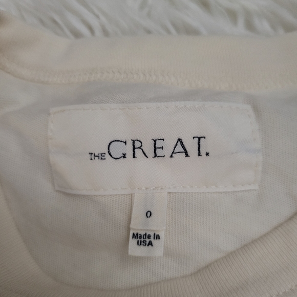 The Great's Boxy Crew in Cream with blue Wishweed Embroidery size 0 - Picture 6 of 12